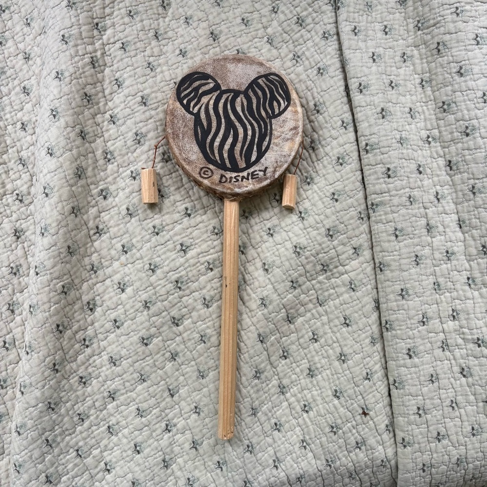 Disney Animal Kingdom Wooden Hand Drum Rattle in Natural Brown